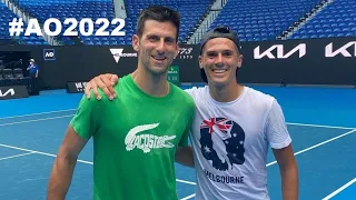 DJOKOVIC practice with Federico Coria 🎾 #AO2022