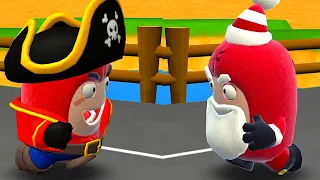 Oddbods Turbo Run - Santa Fuse vs Pirate Fuse Duel Run