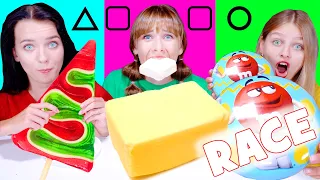 ASMR Geometric Shapes Race Food Challenge | Square, Triangle, Circle Mukbang