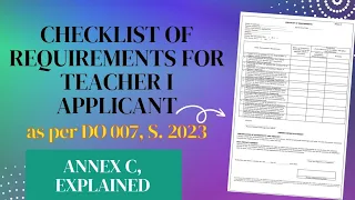 Checklist of Requirements for Teacher Applicant Annex C #depedranking