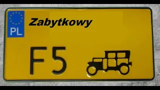 Rejestracja na żółte tablice, Zabytkowy - Opis kompleksowy.