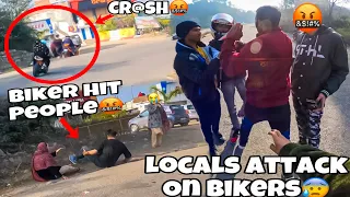 Biker hit🏍️people on road😱 || Extreme Fight with locals🥵|| Live Accident