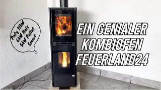 Warum kann nicht jeder Pelletofen so genial sein? KOMBIOFEN 11kW Pellet Holz Luftgeführt feuerland24