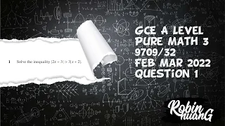 Cambridge International AS & A Level Pure Math 9709 Feb Mar 2022 Paper 32 Question 1-Non Commentary