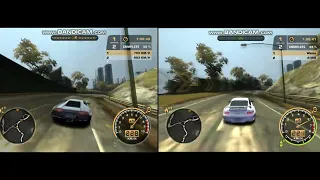 Stock Lamborghini Murcielago VS Stock Porsche 911 GT2 996 - 2 in 1 speedtrap race in NFS MostWanted