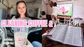 CLEAN WITH ME / NATIONAL COFFEE DAY & I GOT A NEW BIBLE