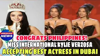 Miss International 2016 Kylie Verzosa Accepting Best Actress Award During DIAFA Awards in Dubai