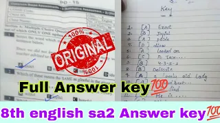 💯8th english sa2 question paper paper with answer key 2024|ap sa2 8th class english sa2 Answer key