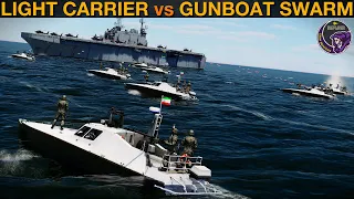 Can AH-64 Apaches Defend US Light Carrier From Iranian Gunboat Swarm? (Naval Battle 96) | DCS