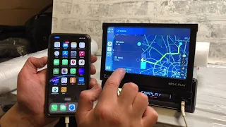Магнитола с выдвижным экраном с поддержкой CARPLAY и ANDROID AUTO