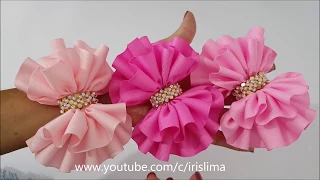 Laço de Fita de Gorgurão 🎀 Laço Simples Franzido Duplo  🎀 DIY 🎀 PAP 🎀 TUTORIAlL