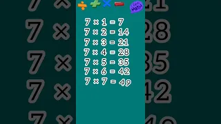 7 Ka Table Multiplication Table | table of 7