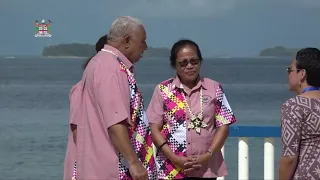 Fijian Prime Minister arrives at the Kainaki Falekaupule for the Leaders Retreat Forum