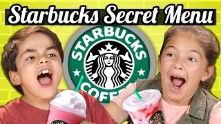 KIDS DRINK THE STARBUCKS SECRET MENU! (Butterbeer, Skittles, Pink Drink) | Kids Vs. Food