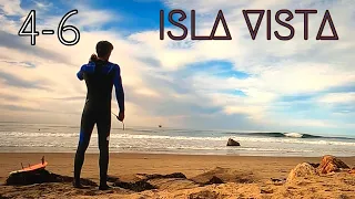 SURFING 4-6 FOOT WAVES IN ISLA VISTA (UCSB) SANDS & DEVEREUX (RAW SURFING POV) UC Santa Barbara