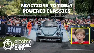 TV and Youtube stars react to driving electric classic cars.