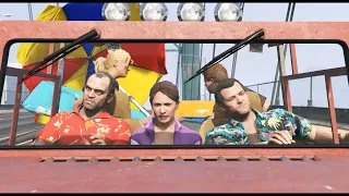 GTA 5 - Michael's Family Holiday Road Trip, Franklin & Trevor lester  Tag along!  (Rockstar editor)