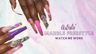 Watch Me Work: Extendo Curve Nails, Freestyle Marble, Bling Junk Nail, Acrylic Application & more