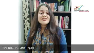 Message from Ms. Tina Dabi, 2016 IAS Topper as Honorary Advisor to BRICS CCI Young Leaders