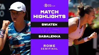 Iga Swiatek vs. Aryna Sabalenka | 2022 Rome Semifinal | WTA Match Highlights