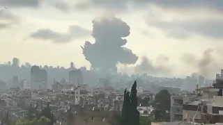 rare angle of beirut blast wide distant shot far away from the beirut port.