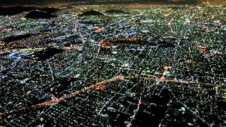 AA2417 DFW-MEX Landing at Night aerial view Mexico City lights