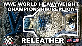 WWE WORLD HEAVYWEIGHT CHAMPIONSHIP REPLICA RELEATHER!!, VELCRO, FRONT MOUNTED SIDEPLATES!!