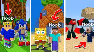 J'ai enfermé des Noobs dans des Dessins Animés sur Minecraft.. (Sonic, Bob l'éponge, BEN 10)