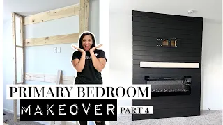 DIY SHIPLAP ELECTRIC FIREPLACE BUILD & Mantel | Primary Bedroom Makeover Pt 4 | House to Home Update