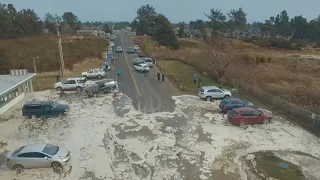 Storm Surge - High Tide - Ocean Park, Wa Beach Approach "Cars Scrambling" Today 1-18-2018