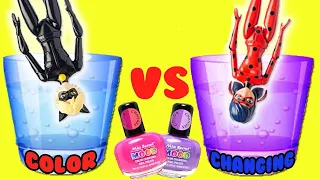 Miraculous Ladybug and Cat Noir DIY Color Changing Nail Polish Custom!! Crafts for Kids