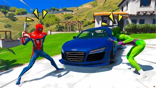 HOMEM ARANHA TEVE O SEU CARRO INCRIVELMENTE TROLADO no GTA 5