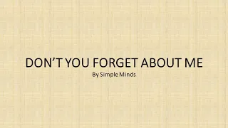 Don't You Forget About Me by Simple Minds - Easy acoustic chords and lyrics