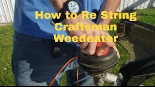 How to Re string a Craftsman Weed Eater Weed Whacker Gas 30 cc in 60 seconds
