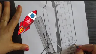 how to draw spaceship easy / Space shuttle drawing / Draw space shuttle / Rocket drawing