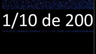 1/10 de 200 , fraccion de un numero , parte de un numero