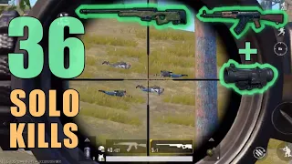 AKM + 6x Scope + AWM MY RECORD!!! | 36 SOLO KILLS | PUBG Mobile