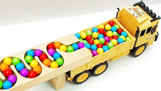 Marble Run Race ☆ HABA Slope & Retro Makita Truck, Garbage Truck Long Version #79