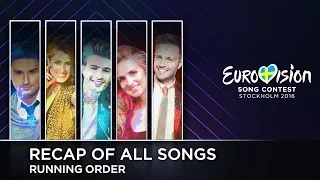 2016 Eurovision Song Contest · Recap Of All Songs (Running Order)