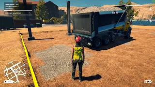 Spreading some gravel with the cat dump truck || construction simulator