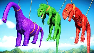 Color Brachiosaurus Vs Red Giganotosaurus Vs T-Rex , Big Dinosaurs Battle Jurassic World Evolution 2