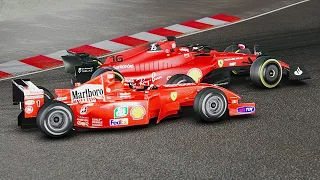 Ferrari F1 2022 F1-75 vs Ferrari F1 2001 Schumacher at Saudi Arabian Jeddah