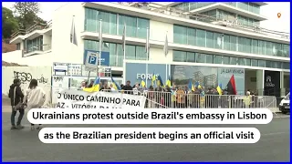 Ukrainians protest in Lisbon as Lula begins visit