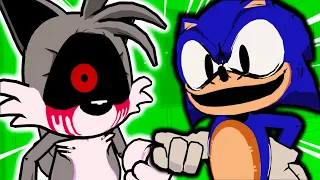 Friday Night Funkin' Plays AMONG US But It's SONIC.EXE 2.0 Triple Trouble - (FNF Mods)