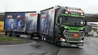 Truckshow Rüssel 2019 with Scania V8 open pipes and more