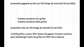 pronostics loto sur FDJ tirage du samedi 29 mai 2021 113520 gril 50% pour gagner 5 bon numéros