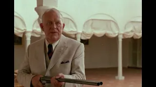 White Mischief (1987) by Michael Radford, Clip: Joss Ackland (Delves Broughton) aims a gun & shoots!