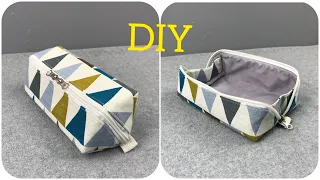 [PDF]How to sew a zipper box pouch ボックスポーチ作り方 型紙なし//裏地付き 縫い代の見えない作り方