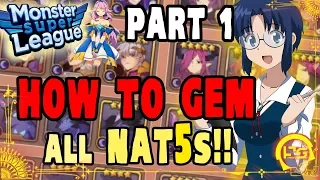 Monster Super League GUIDE!! HOW TO GEM ALL NAT5s PART 1!! ALL GEM BUILDS AND USES!! ♕