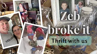 He broke it! - Thrift with us Mega Haul at Two Thrift Stores - Reselling for Profit